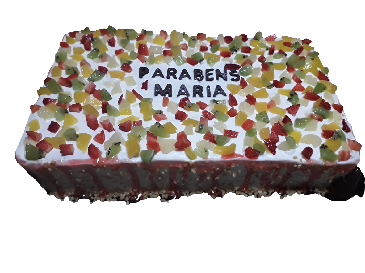 Bolo de frutas retangular