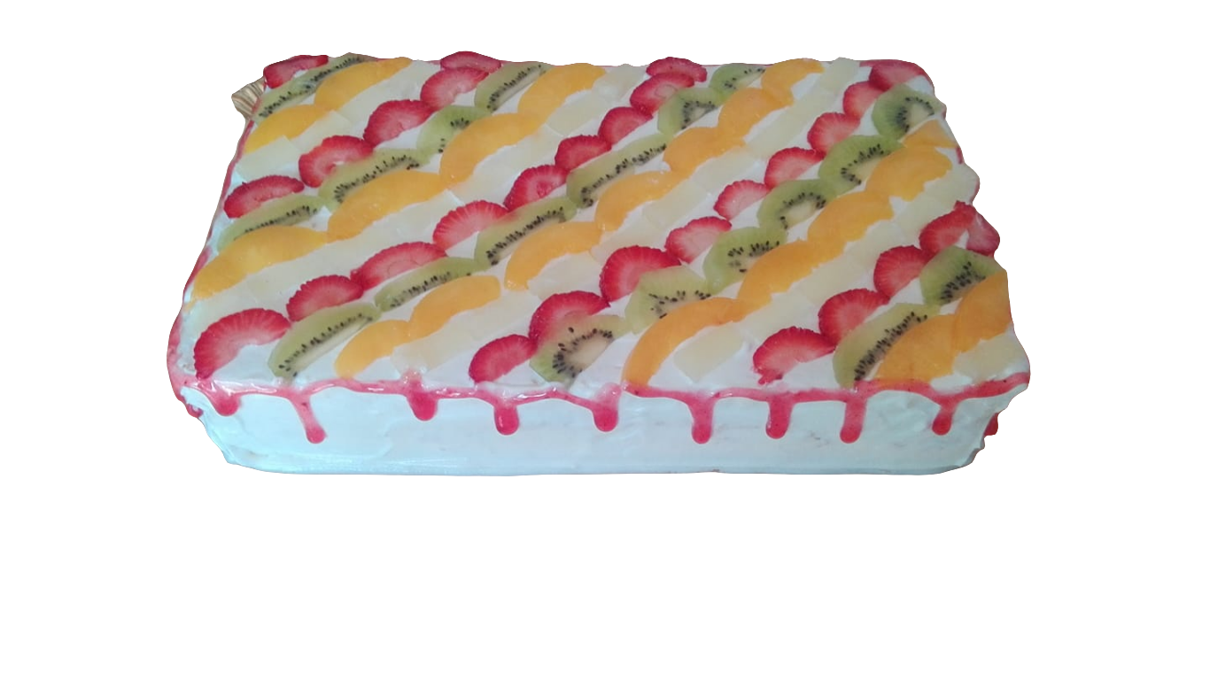 Bolo de frutas retangular