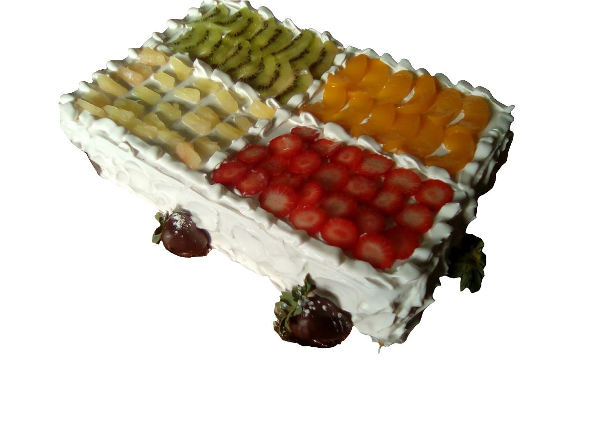 Bolo de frutas retangular