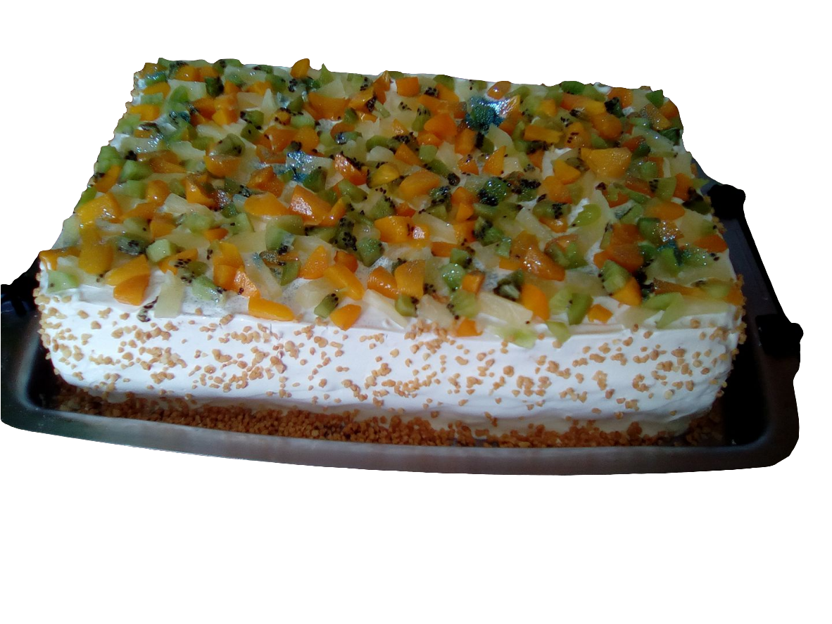 Bolo de frutas retangular